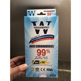 Combo 5 Khẩu trang Wakamono Người lớn - (4 Lớp, Hộp 10 Cái)