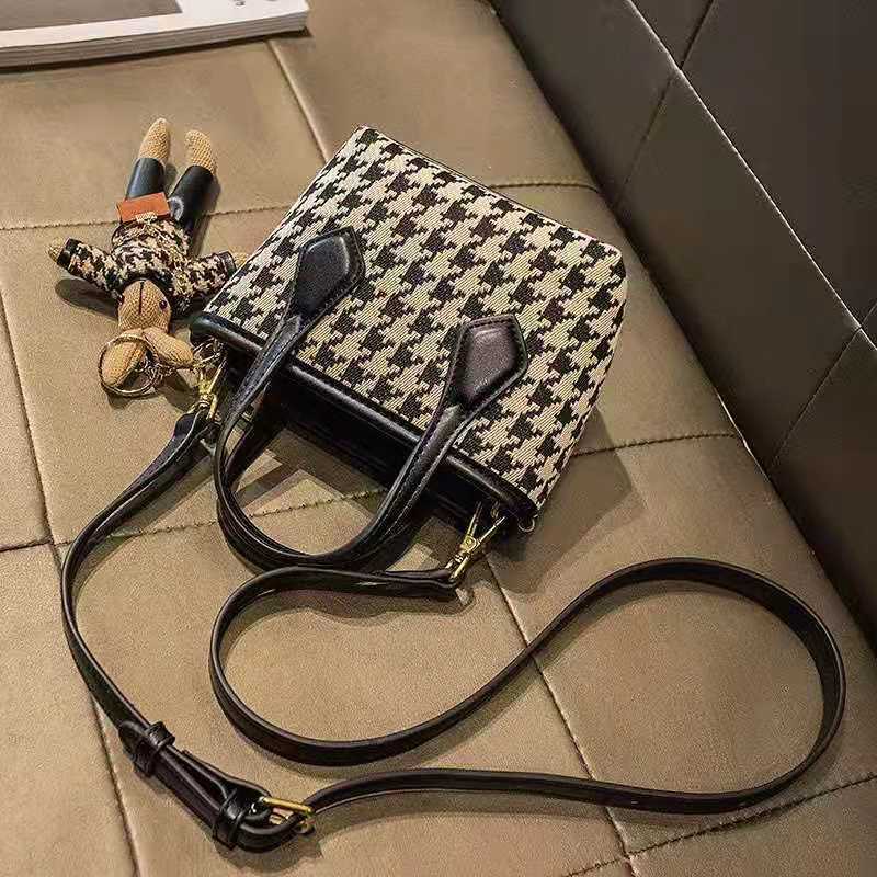 Túi đeo chéo họa tiết houndstooth mini kiểu Pháp Túi Đeo Vai ck Cỡ Nhỏ Phong Cách Phương Tây Sang Trọng Thời Trang Cho Nữ
