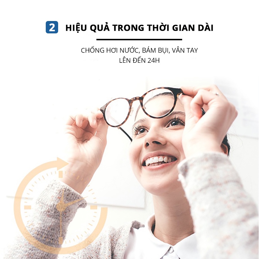 1 chiếc Khăn giấy lau kính Nano chống hơi nước, sương mờ, chống bám vân tay, bụi bẩn