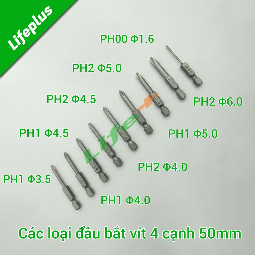 Đầu bắt vít 4 cạnh PH1 chuôi lục