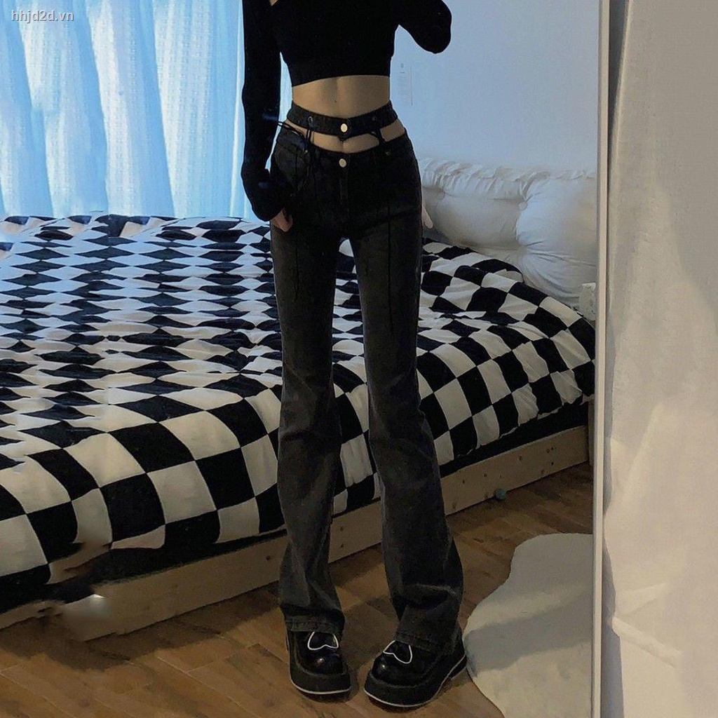 Quần Jeans Dài Lưng Cao Dáng Ôm Thiết Kế Khoét Lỗ Thời Trang Mùa Xuân Mới Cho Nữ