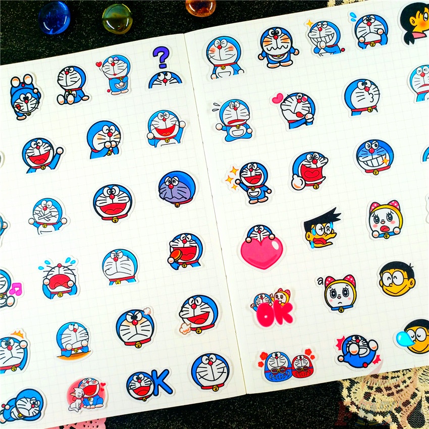 ★★★ Miếng Dán Trang Trí Nhật Ký Hình Doraemon Q-5 Mini Dễ Thương ★★★ Bộ 50 Miếng Dán Trang Trí Album Thời Trang DIY Kích Thước 2~3cm