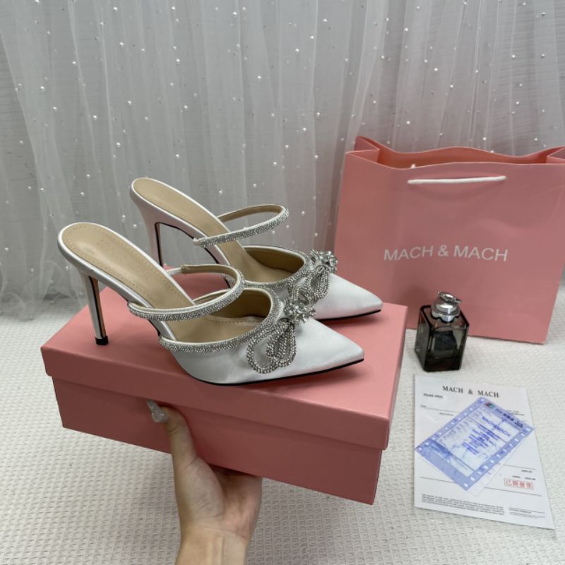 x Guốc Sục Nơ Đá 9p Mach Lụa Mềm Êm Fullbox Cao Cấp