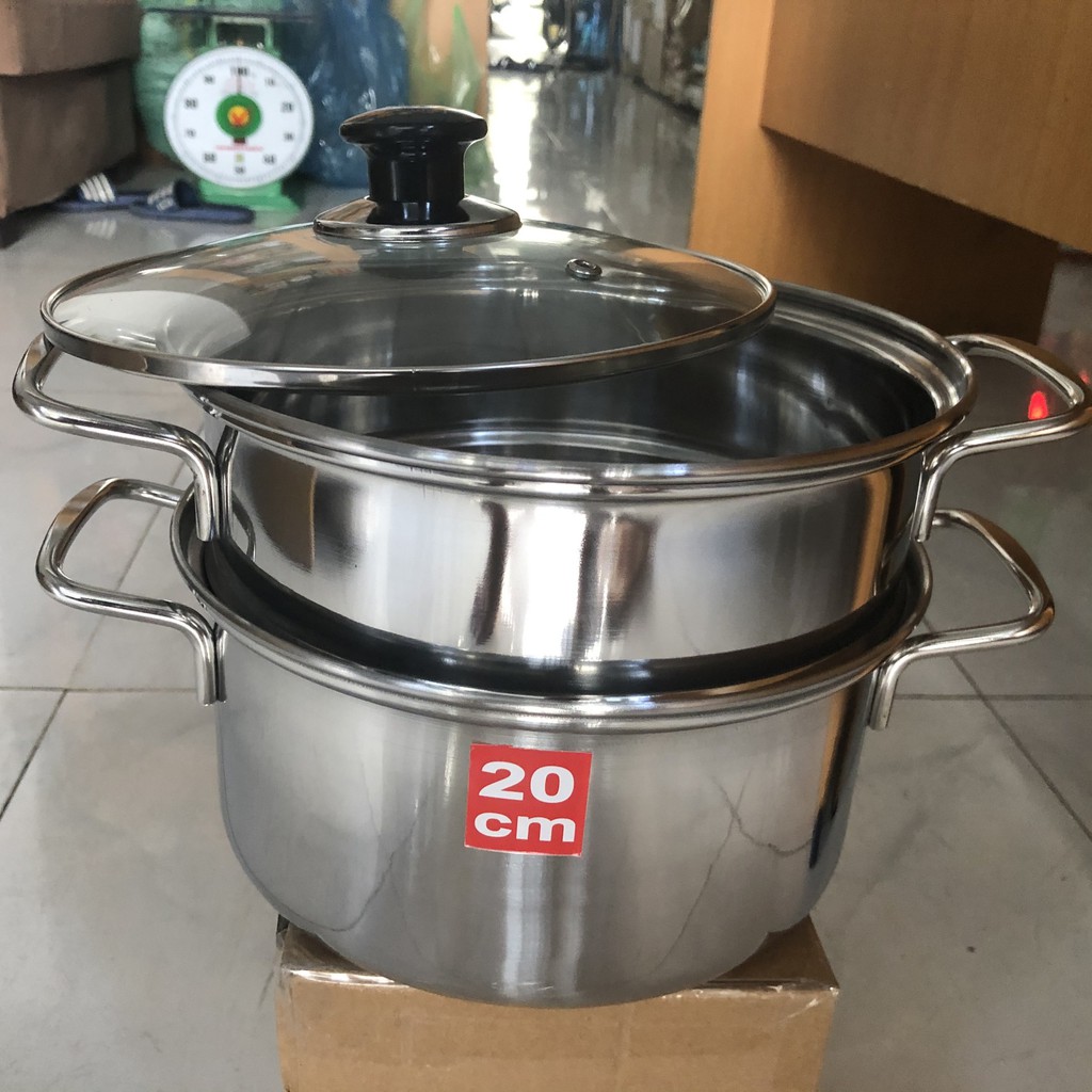 Bộ nồi và xửng hấp inox cao cấp  - Nắp Kính