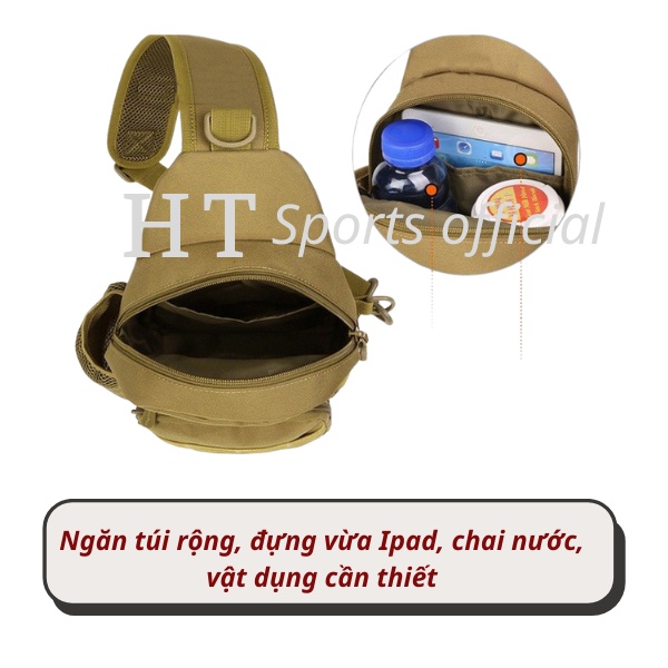 Túi đeo chéo nam HT Sports phong cách quân đội vải bố siêu bền chống thấm đi du lịch phượt tiện lợi