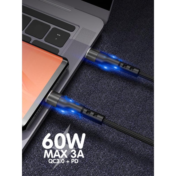 Cáp sạc nhanh ANKNDO USB type C 60W chiều dài 1M/2M tùy chọn dành cho máy tính xách tay/điện thoại