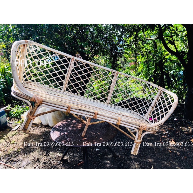 Ghế sofa mây đan caro vintage 1m6 tặng kèm nệm, ghế sofa mây thư giãn, ghế mây cao cấp giá tại xưởng Mây tre Đan Trà