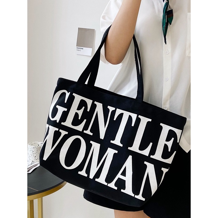 Túi xách canvas in chữ thời trang
