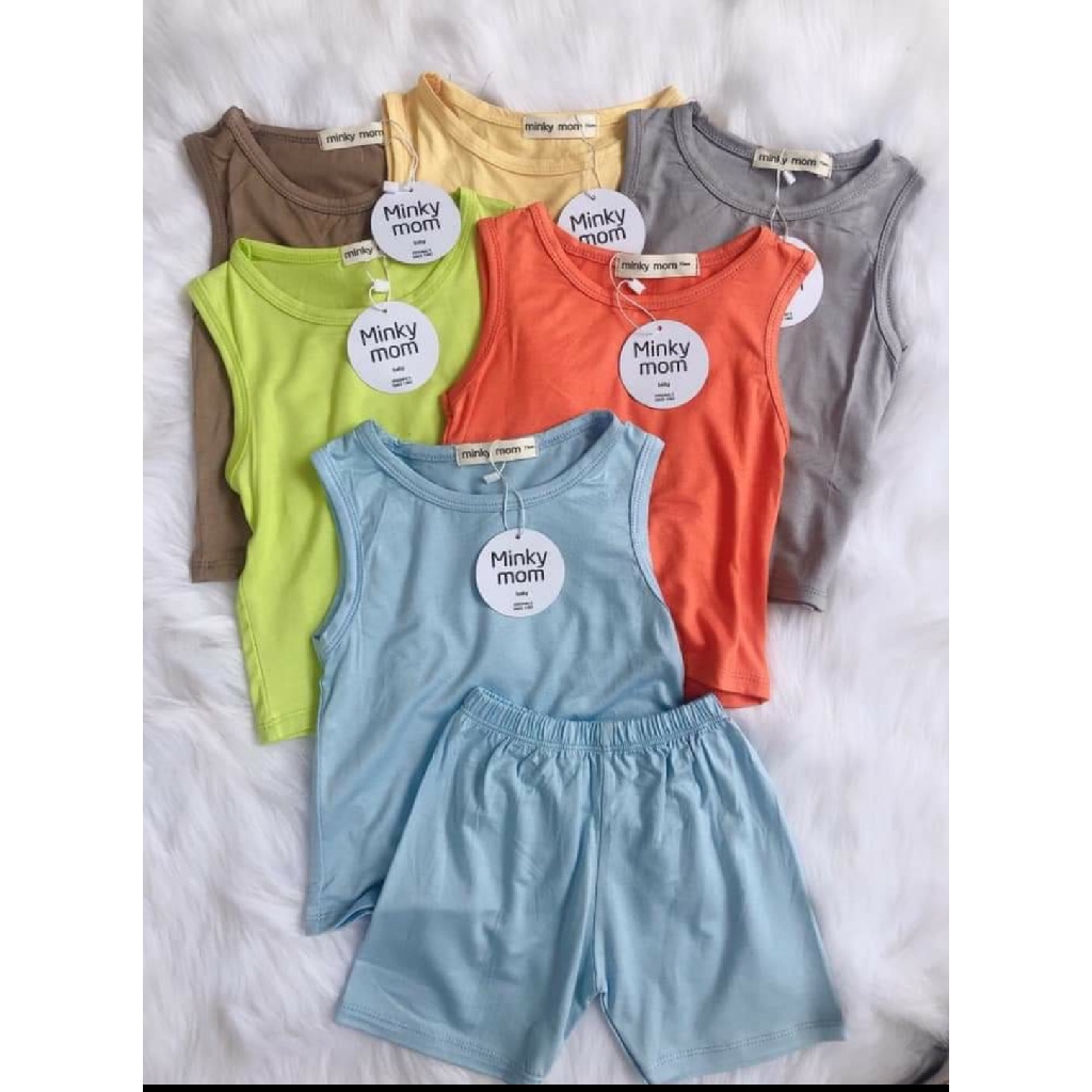 [Được Chọn Màu] Bộ Ba Lỗ Màu Trơn Chất Thun Lạnh Cho Bé (6-14kg) (SP001090 )