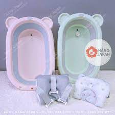 Chậu tắm gấp gọn SASA TAI GẤU 80*50*24 tặng kèm phao tắm và chậu rửa mặt hàng chính hãng