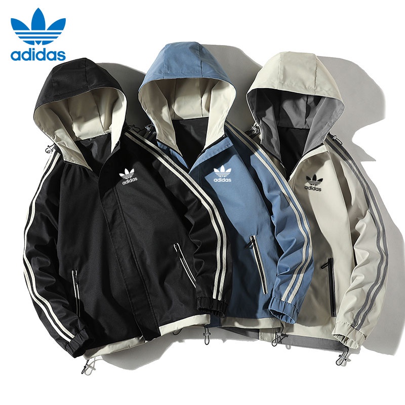 Áo khoác thể thao Adidas dáng rộng chống thấm nước có mũ trùm thời trang cao cấp cho nam