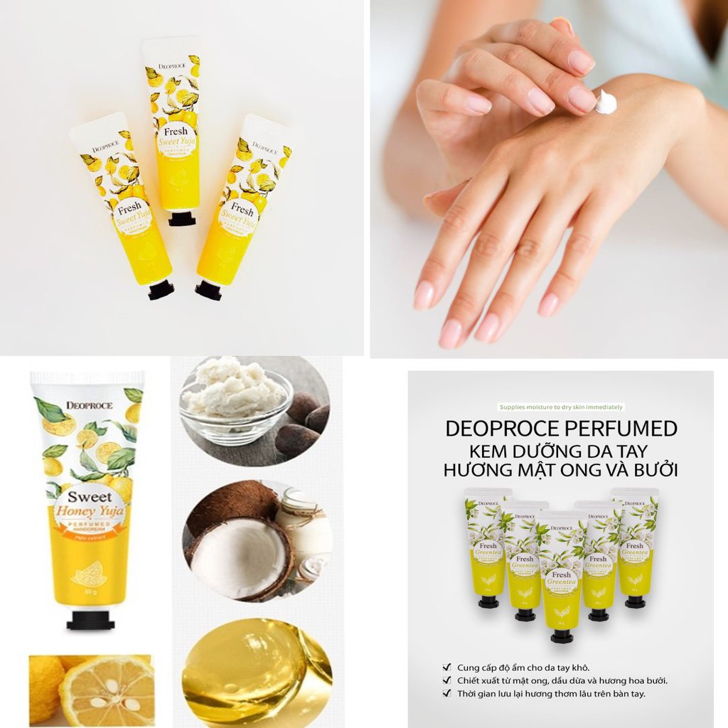 Kem dưỡng da tay Deoproce Sweet Honey Yuja Perfumed Hand Cream HỘP 50G | BigBuy360 - bigbuy360.vn