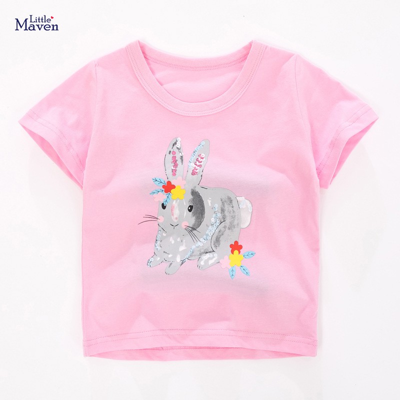 [Chính Hãng] Áo Phông Cho Bé Gái Little Maven - Áo Thun 3D Cộc Tay Cotton Domikids Từ 2-7 Tuổi Phong Cách Âu Mỹ