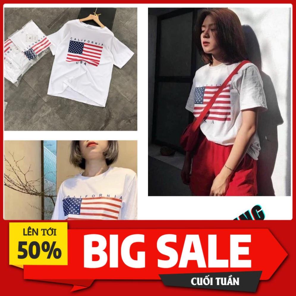 KEM VIDEO - áo phông, áo thun form rộng nam nữ, ÁO CẶP hình CỜ MỸ chất COTTON 100% siêu mát ྇