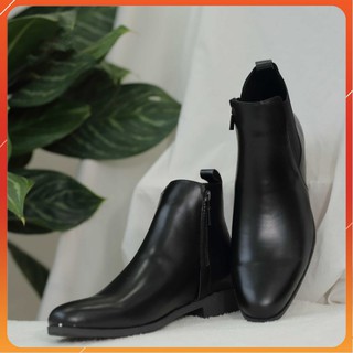 Giày Chelsea Boots khóa da bò đế cao su - Giày cao cổ nam giúp tăng chiều cao gần 5cm