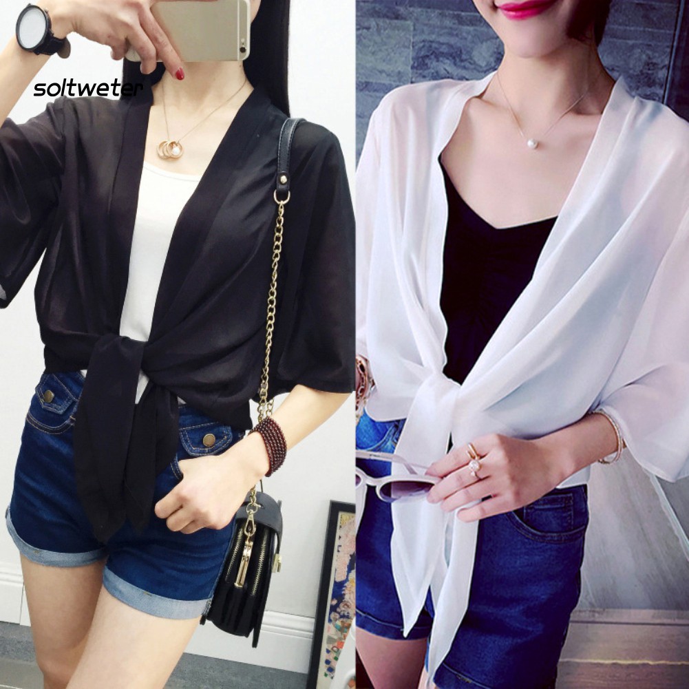 Áo Khoác Cardigan Nữ Tay 3 / 4 Thời Trang