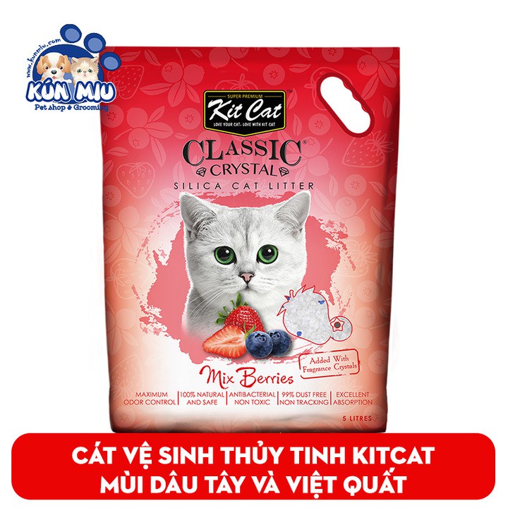 Cát thủy tinh cho mèo KitCat Màu đỏ - Cát vệ sinh Kitcat hương dây tâu, việt quất