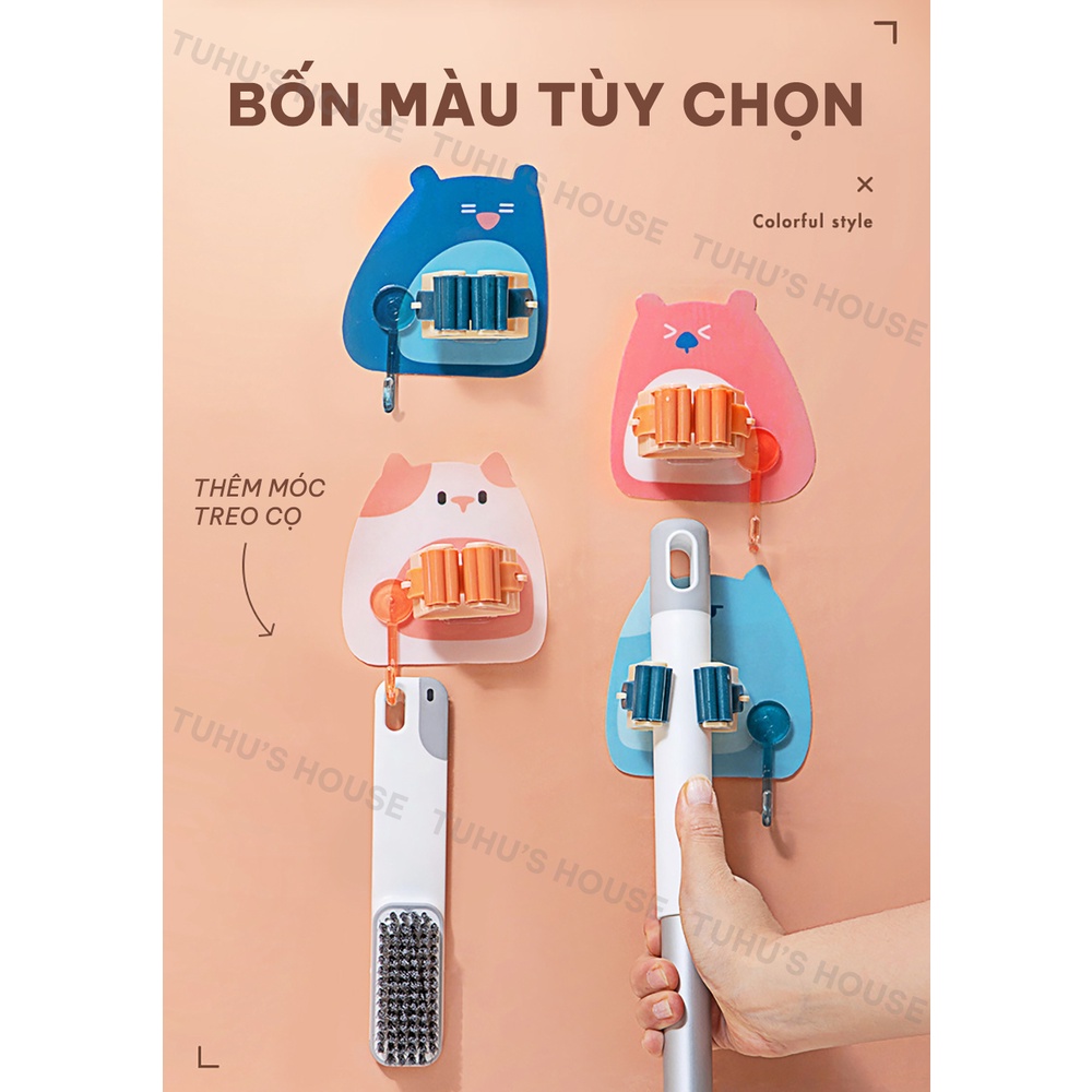 Móc dán tường kẹp giữ cây lau nhà móc treo chổi, treo ô, đồ dùng - HUNONA