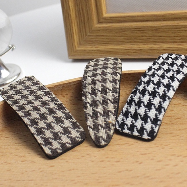 (0485) Cặp Tóc Houndstooth Hàn Quốc Cổ Điển