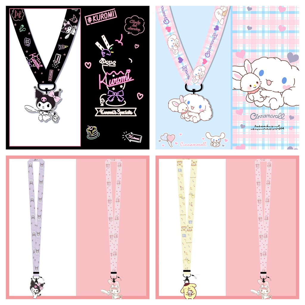 SANRIO Dây Đeo Thẻ Họa Tiết Hoạt Hình Dễ Thương Có Móc Khóa Tiện Lợi