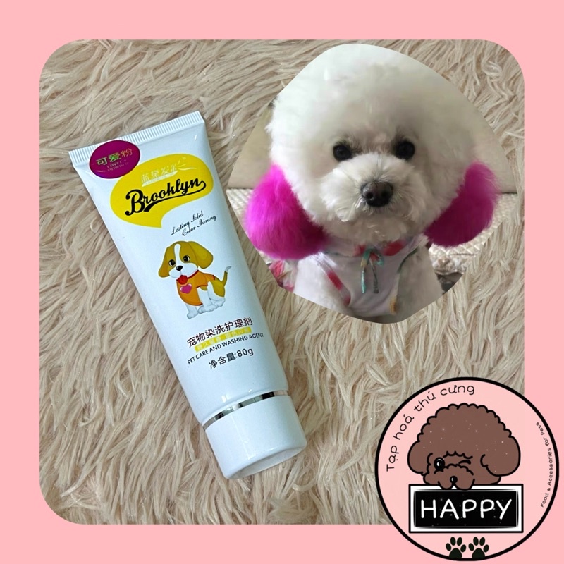 HOẢ TỐC |  Gel nhuộm Brooklyn chó mèo tuýp 80g / Thuốc nhuộm lông thú cưng kem màu hồng xanh đỏ nâu tím vàng cam