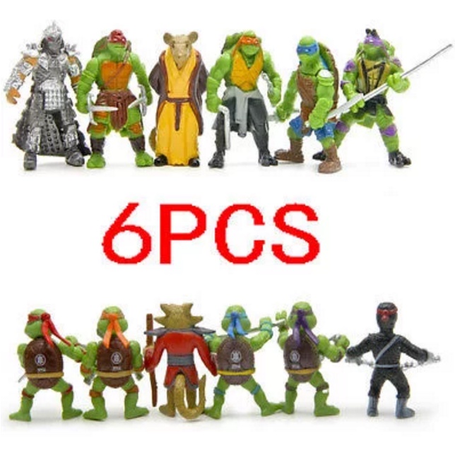 Set 6 Mô Hình Đồ Chơi Ninja Rùa Chất Liệu PVC Cho Bé
