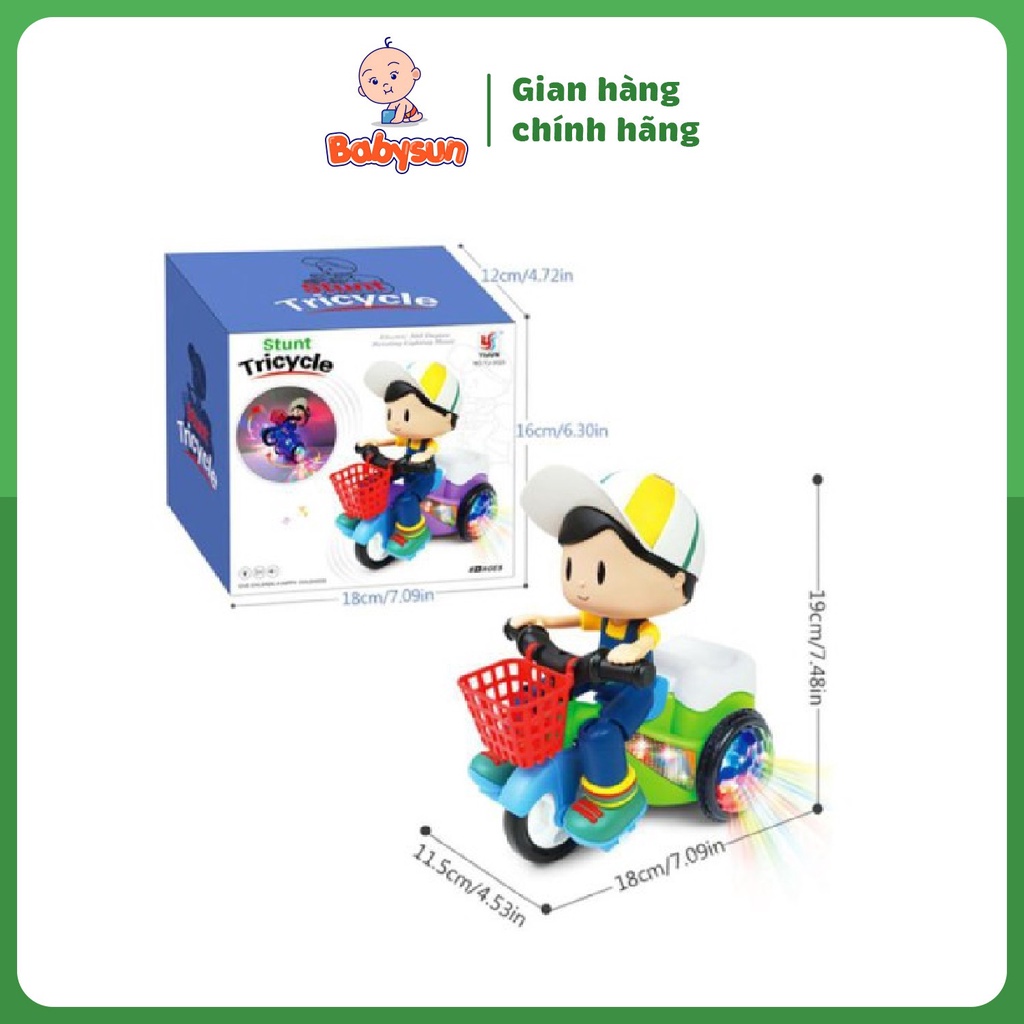 Tặng Pin- Đồ Chơi Cậu Bé Đi Xe Đạp Xoay 360 Độ Cực Hay- Đồ Chơi Có Nhạc, Đèn Phát Sáng