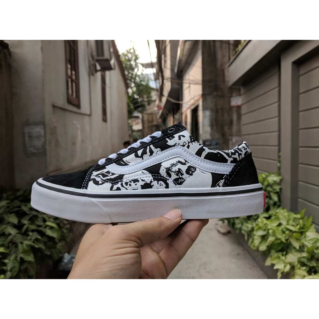 [FULL BOX] Giày Vans Old Skool Skull hình Đầu lâu màu đen trắng