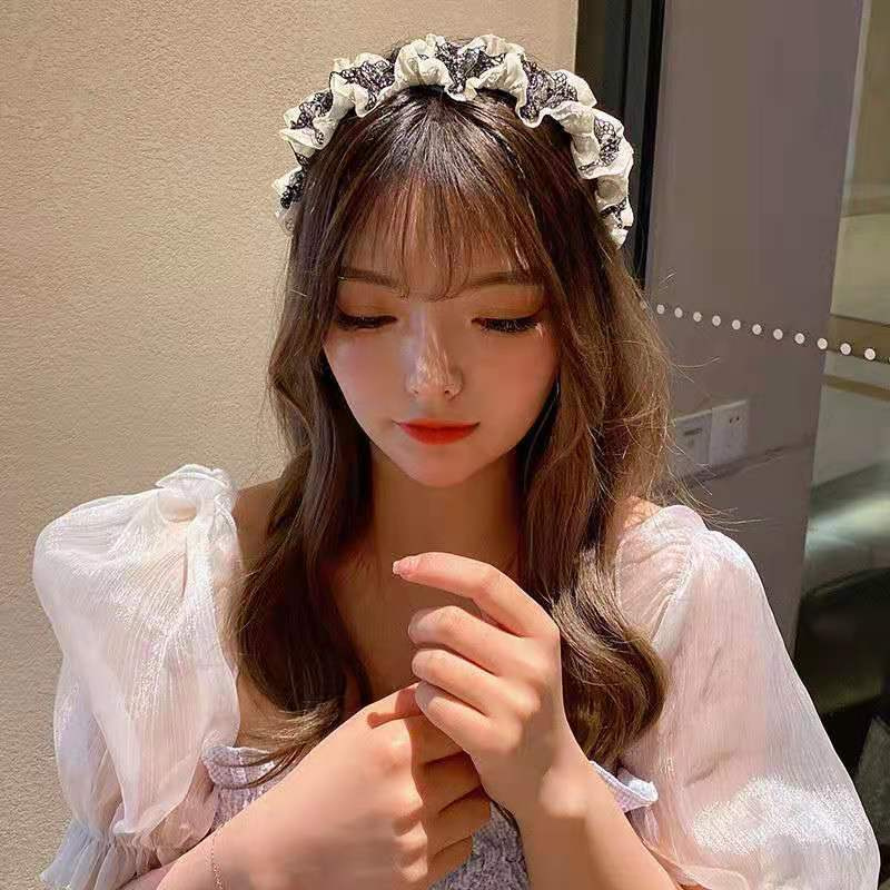 Băng đô ren lưới mới phong cách Retro