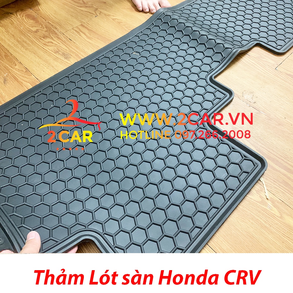 Thảm lót sàn cao su xe Honda CRV 2014 - 2022 không mùi, dễ vệ sinh - Mẫu tổ ong NISSIN chữ trắng