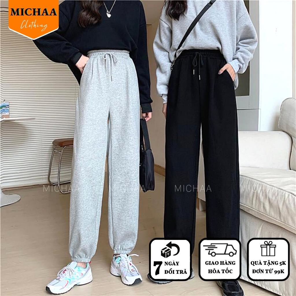 Quần Nỉ JOGGER TRƠN Nữ Basic, Quần Nỉ Da Cá Ống Boom Unisex 2 Màu Siêu Hot MICHAA
