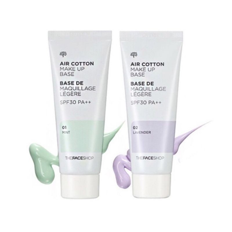 Kem Lót Kiềm Dầu Và Hiệu Chỉnh Tone Da The Face Shop Air Cotton Make Up Base SPF30 PA++ 35g