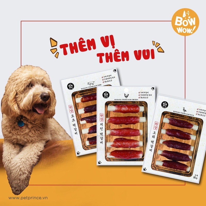 Bowwow thịt gà/vịt/heo thanh cuộn sữa 80g (Hàn Quốc)
