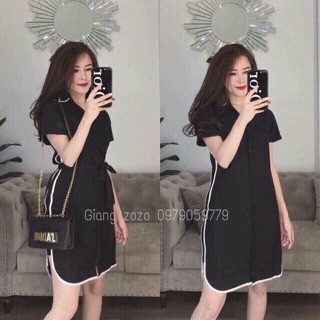 Đầm sơmi phối sọc thể thao bigsize