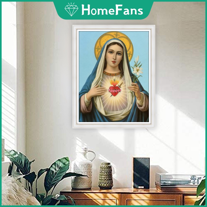 Bộ Tranh Đính Đá 5D Tự Làm Hình Đức Mẹ Kích Thước 40x50cm Trang Trí Nhà Cửa