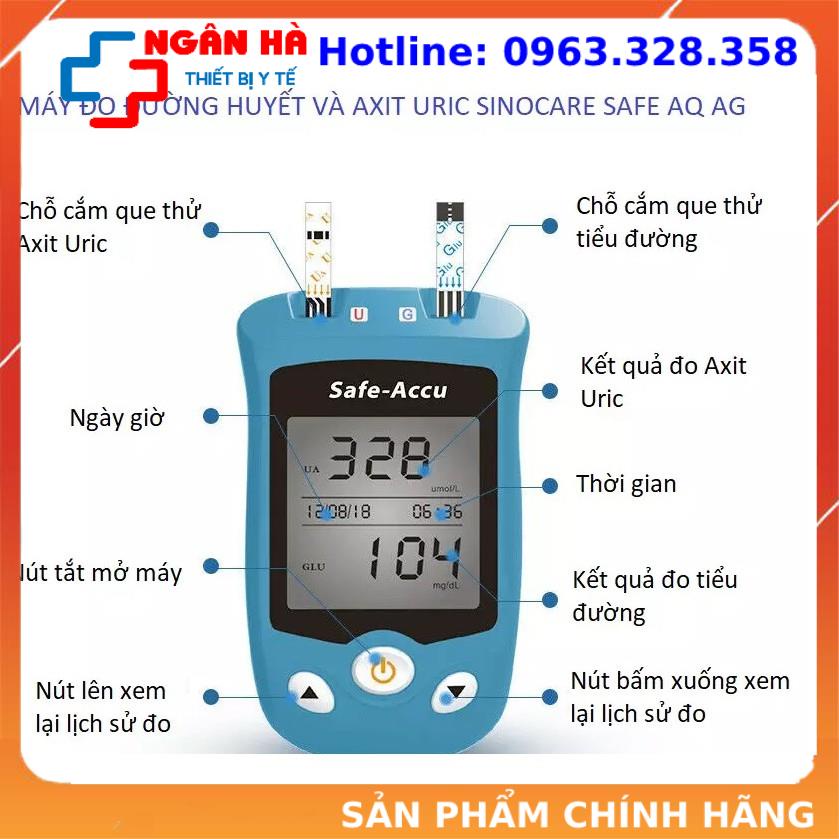 Máy đo tiểu đường và axit uric (bệnh gút) 2 trong 1 chính hãng SINOCARE