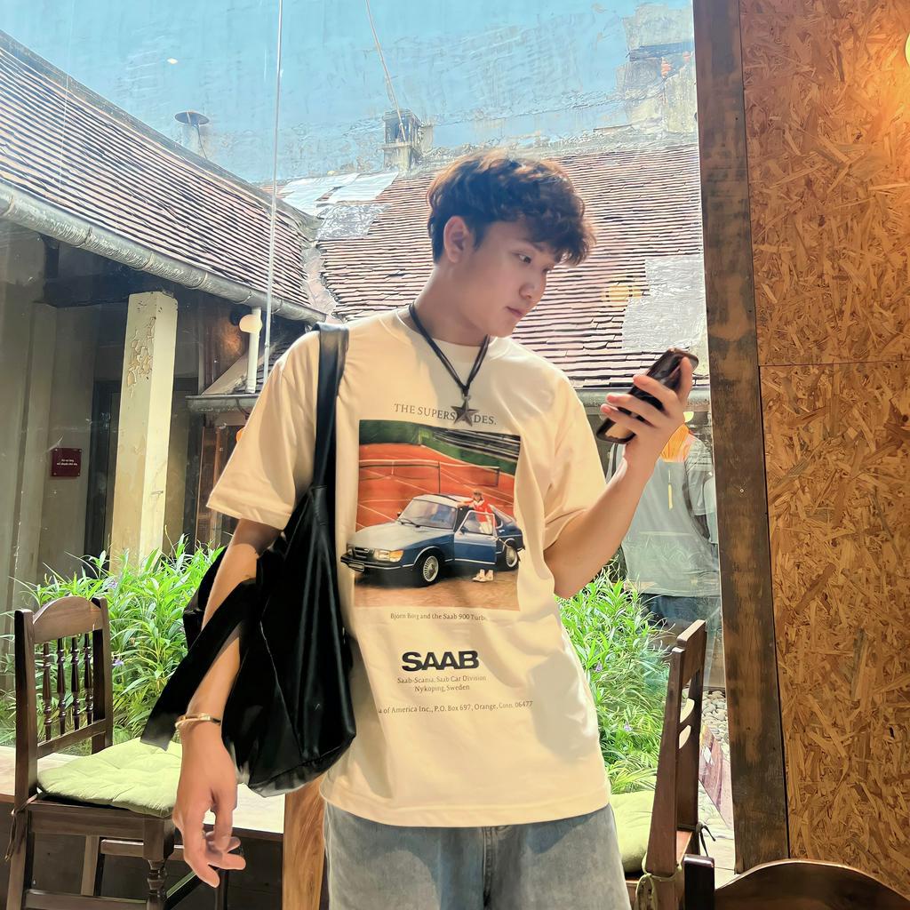 Áo thun nam SAAB TEE ngắn tay vải cotton cổ bo tròn form rộng phong cách Hàn Quốc - RYAN