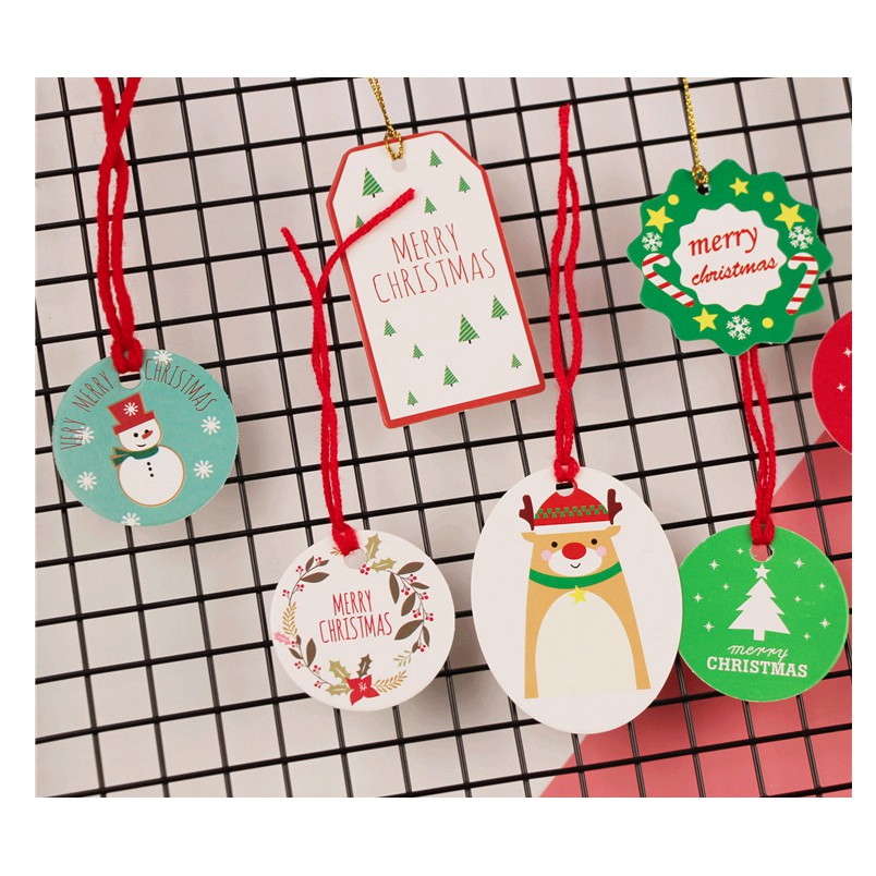 Set 10 tag gắn túi bánh, hộp bánh trang trí chủ đề Giáng sinh, noel, xmas