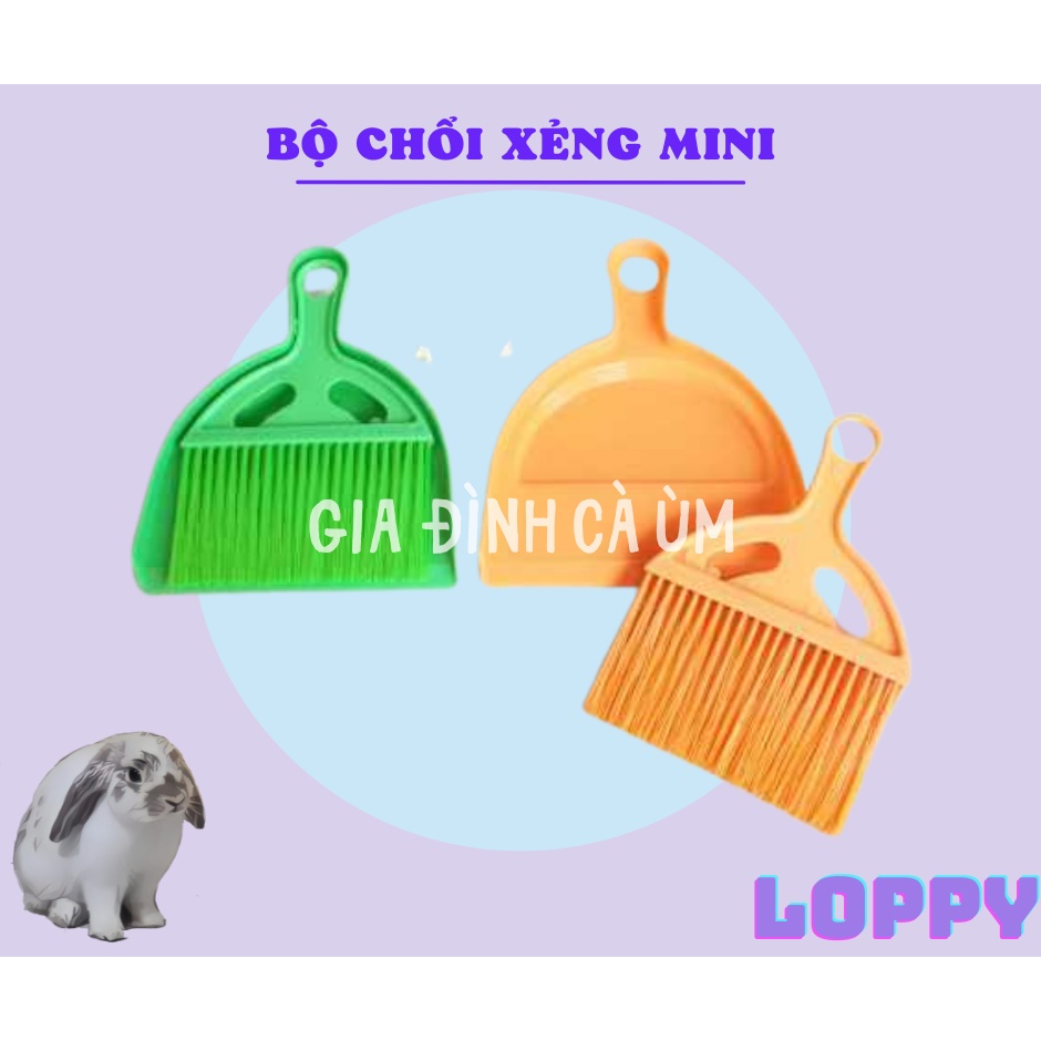 Bộ chổi xẻng mini quét dọn chuồng trại thỏ/chuột/sóc/chim/vẹt