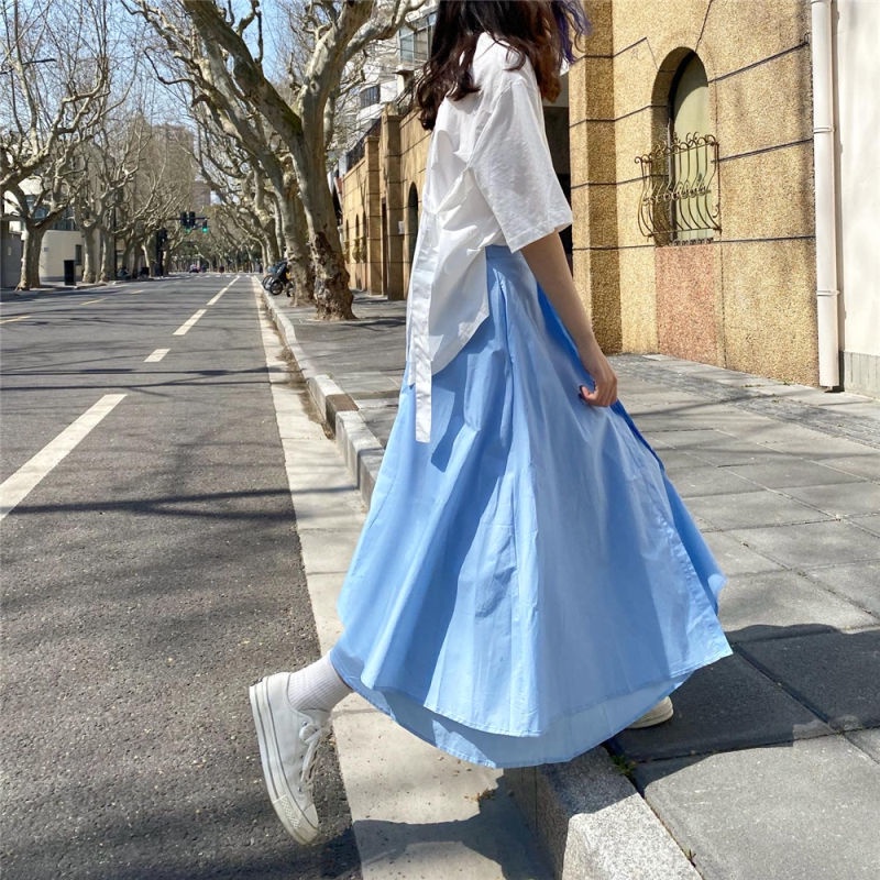 Set Áo Thun Tay Ngắn Phối Chân Váy Thời Trang Xinh Xắn Cho Nữ