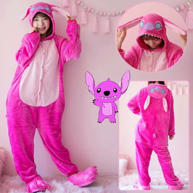 Bộ Đồ Thú Stitch Hồng ⭐️ FREESHIP ⭐️ Bộ đồ hình thú Stitch hồng người lớn - Hàng Cao Cấp