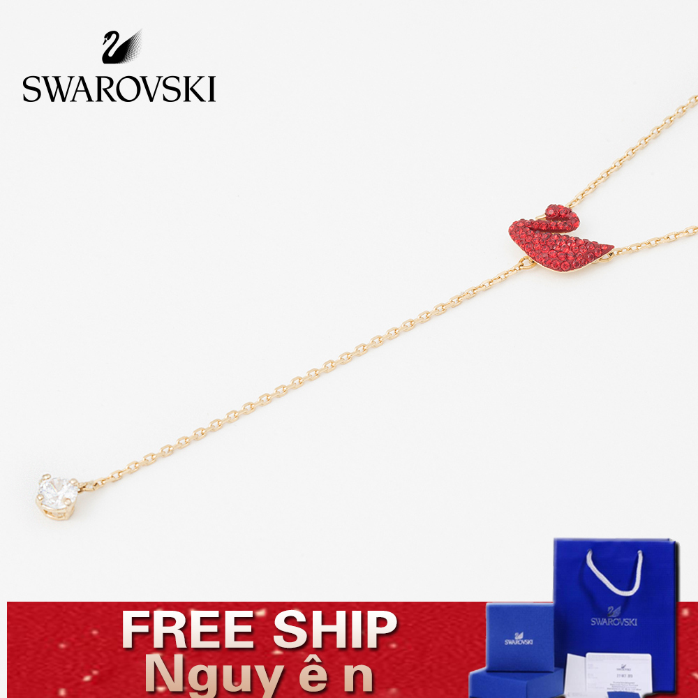 Dây chuyền Swarovski kiểu chữ Y với mặt hình thiên nga đỏ thời trang cá tính dành cho nữ