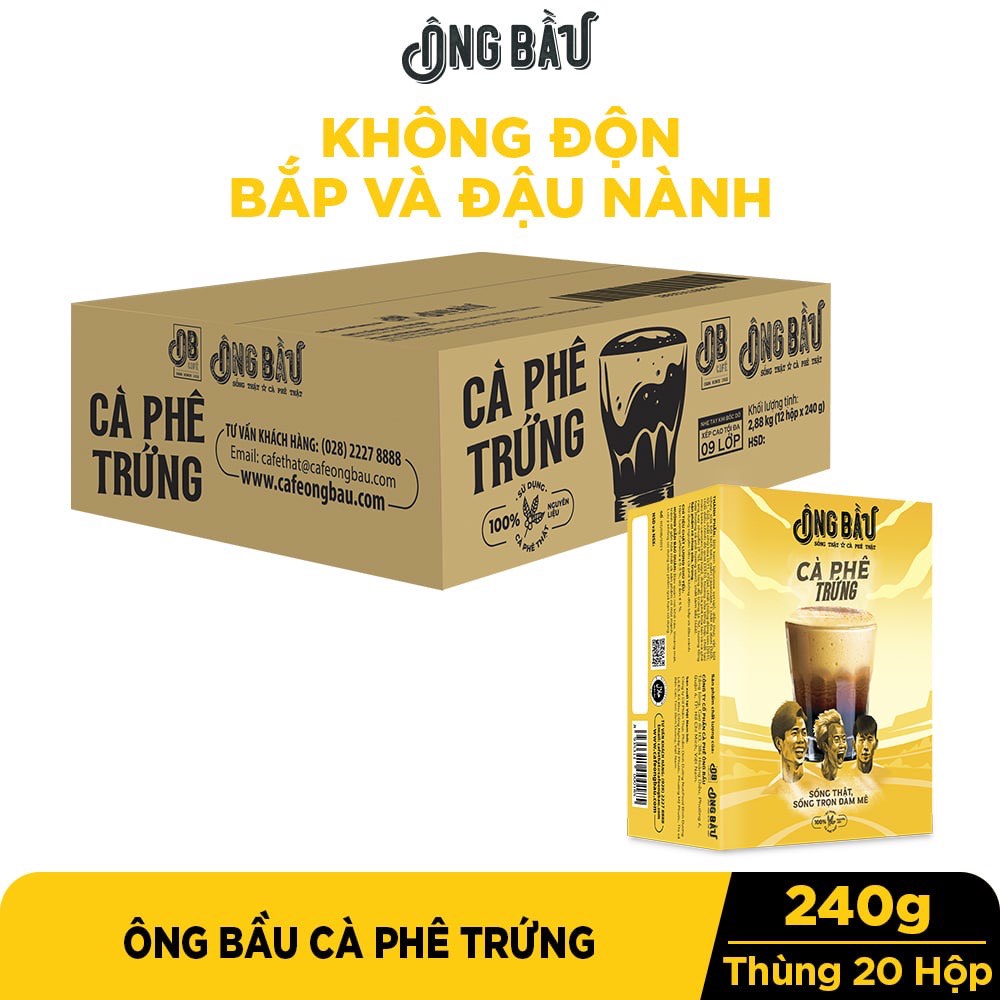 THÙNG 12 HỘP Cà Phê Trứng Ông Bầu,OB Café Hộp 240g/10 Gói-TUH