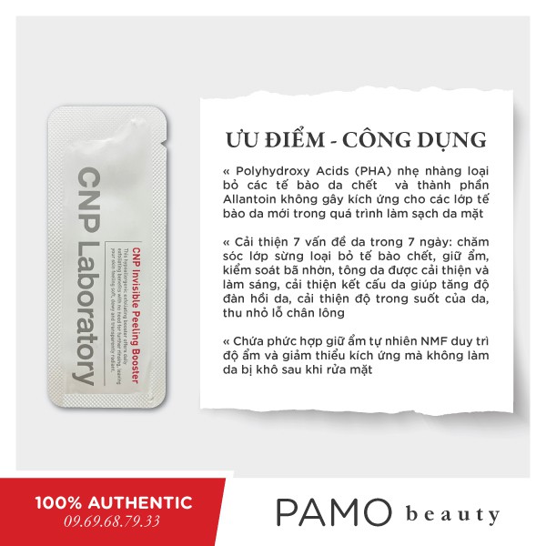 Gel tẩy tế bào chết CNP Laboratory Invisible Peeling Booster 1ml với PHA cải thiện da trong 7 ngày | BigBuy360 - bigbuy360.vn
