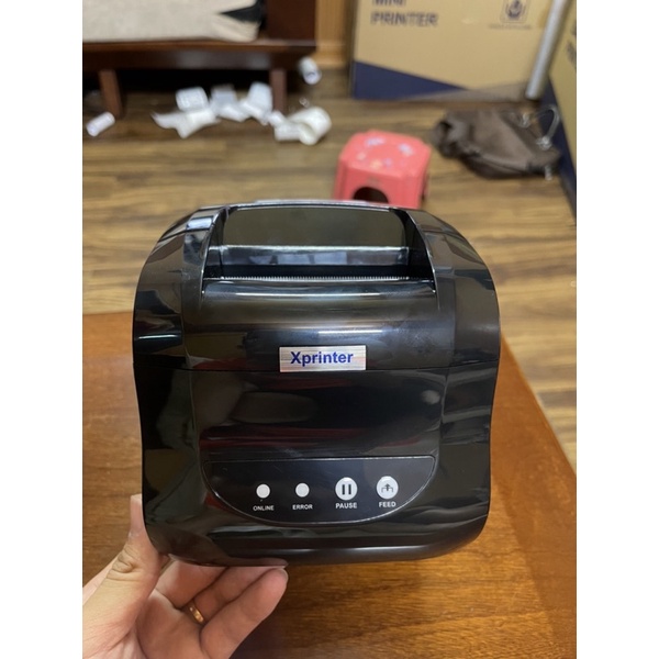 Máy in mã vạch Xprinter, In tem trà sữa, in bill Xprinter XP- 318B( 365B) (In điện thoại + Máy Tính)