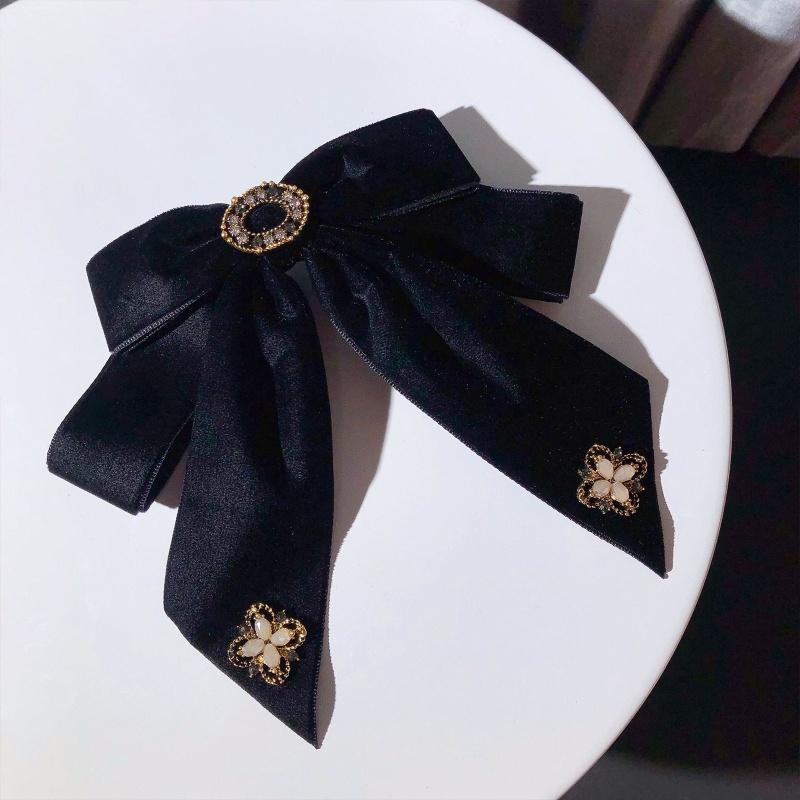 Cài Áo Nhung Đính Đá Hai Lớp Thắt Nơ Phong Cách Lolita Sang Trọng Cho Nữ