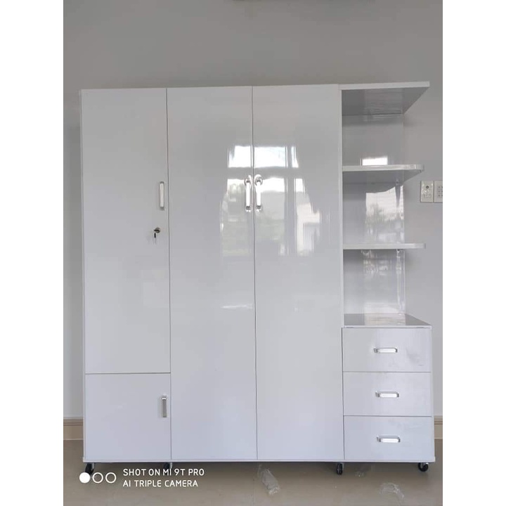 Tủ nhựa 4 cánh 3 ngăn kéo ngang 1m64 cao 1m84 BH07 { miễn phí giao hàng lắp đặt tại nhà }