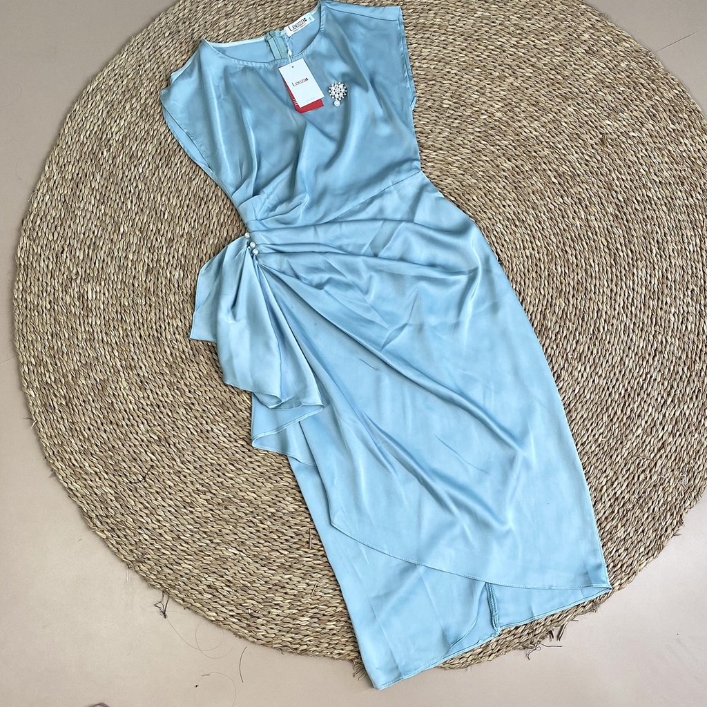 Đầm Body Cách Điệu Dự Tiệc Màu Xanh Ngọc LeeZa Váy Sát Nách Nữ TKV3456