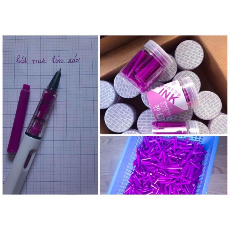 Mực ống xóa được, dùng cho bút mực có đầu xóa sét hộp 30 ống