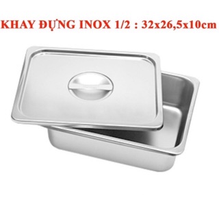 Khay đựng topping inox có nắp 1/2